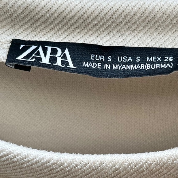 Zara Shift Dress Ecru Faux Suede Chic Mini Women's Size Small - Picture 4 of 14